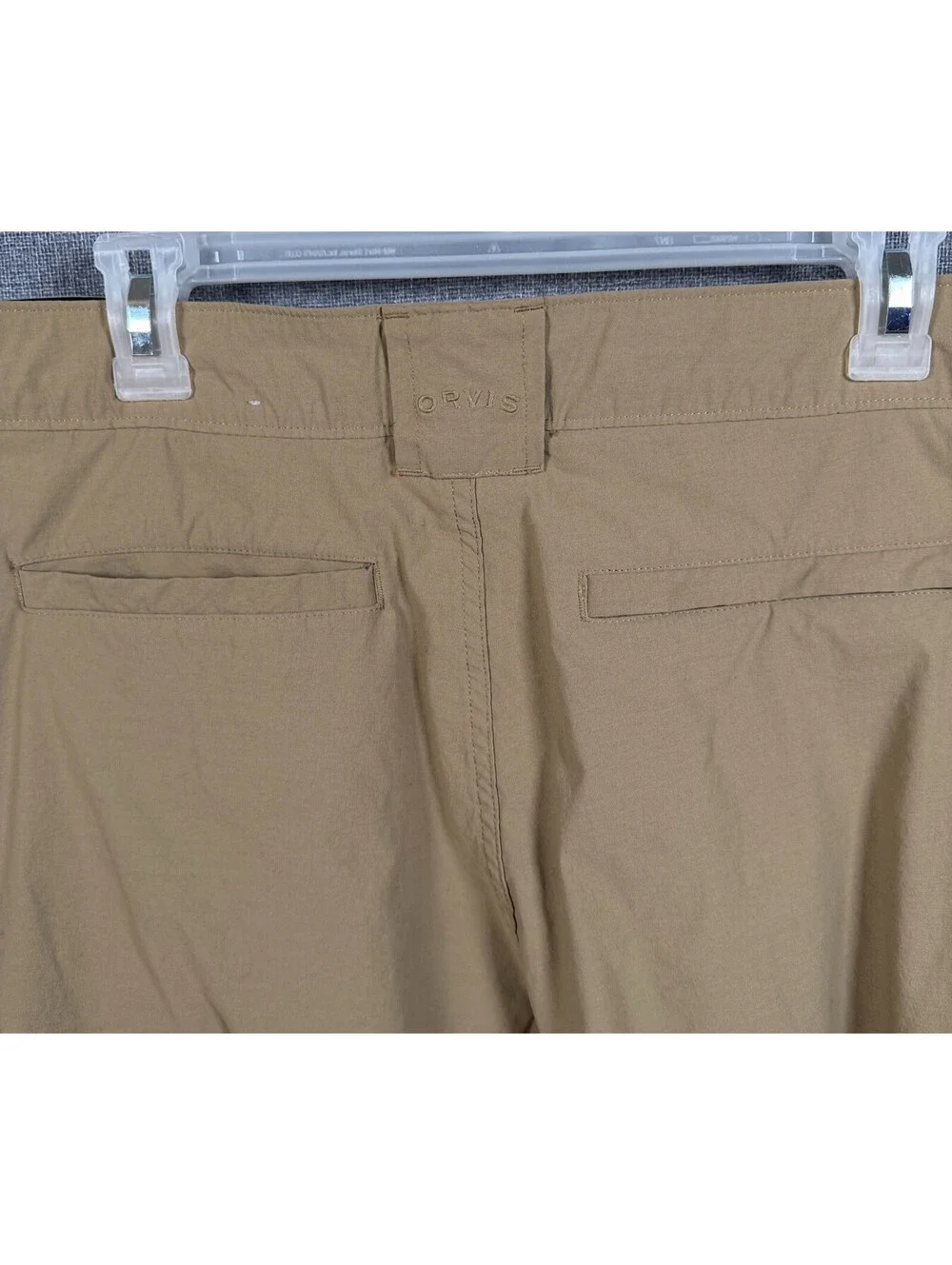 Orvis Mens Stretch Cargo Shorts Size 40 Khaki Nylon Hiking Fishing Outdoors